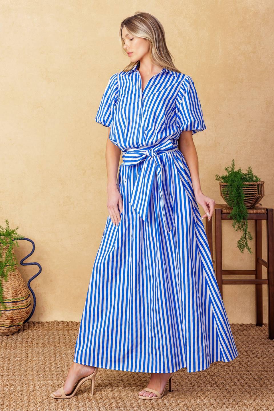 City Cinderella Woven Top in blue white, view 10 — Soul Flow Apparel