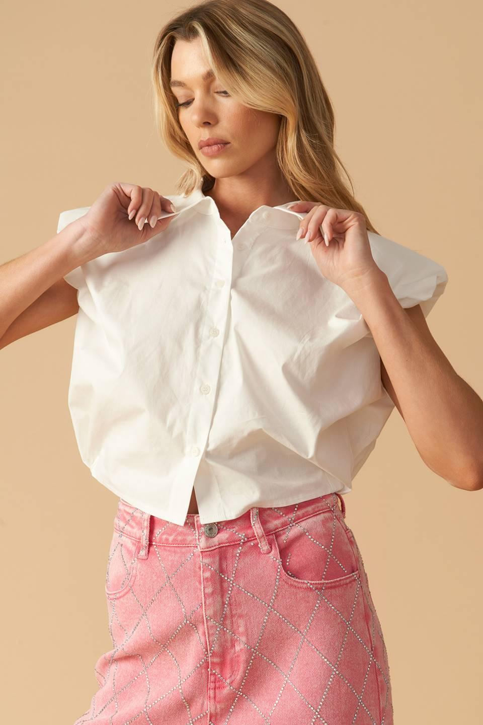 Creating Memories Woven Crop Top in white, view 5 — Soul Flow Apparel