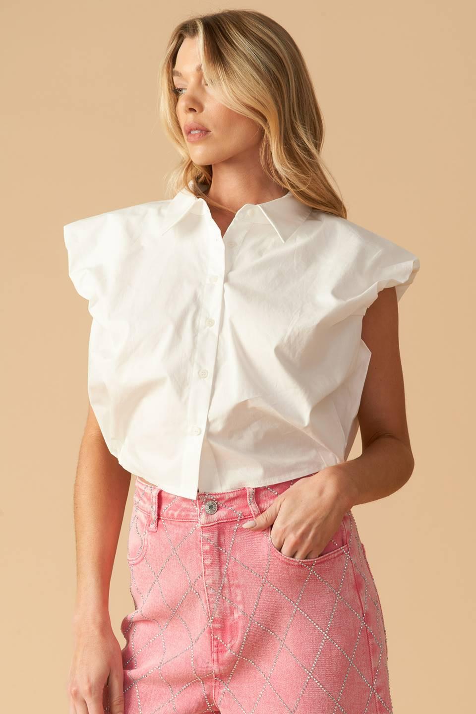 Creating Memories Woven Crop Top in white, view 6 — Soul Flow Apparel