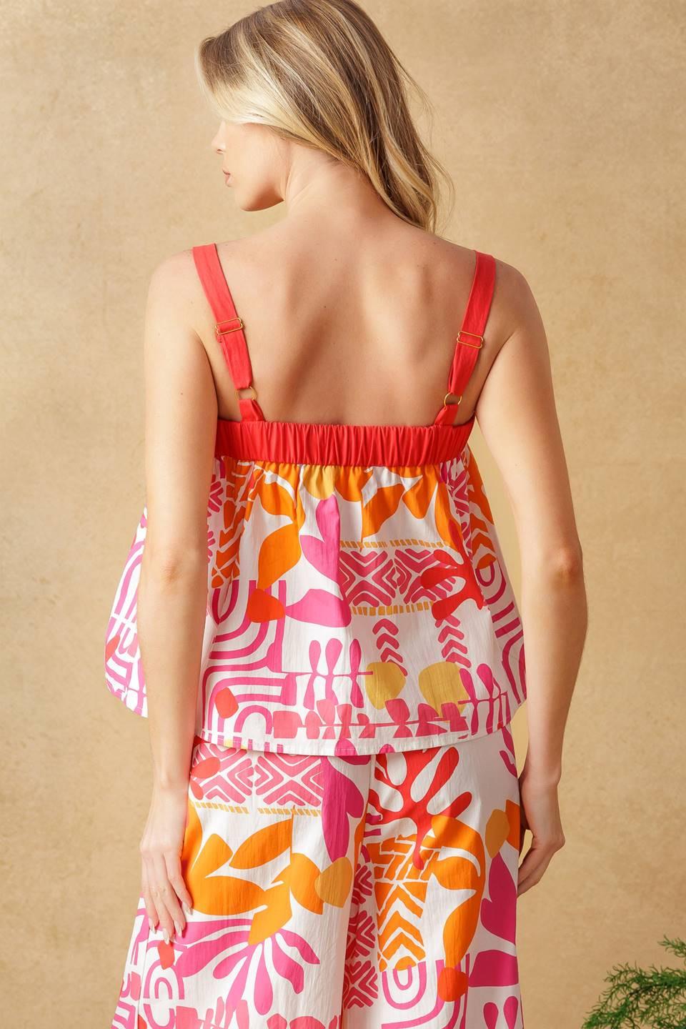 Over You Again Woven Top and Pant Set in ivory fuchsia, view 8 — Soul Flow Apparel