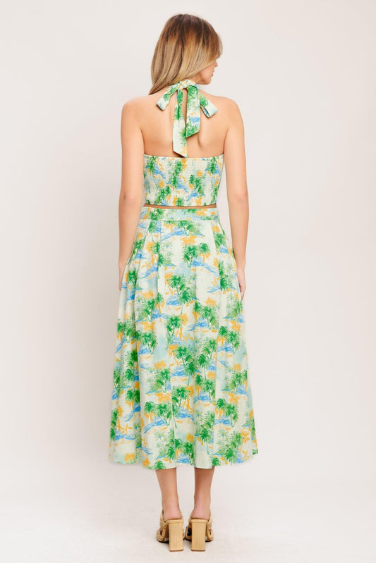 Picture Perfect Woven Top and Skirt Set in ivory green, view 9 — Soul Flow Apparel