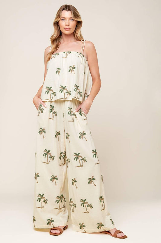 Terrific Timing Ivory Woven Top and Pant Set, view 1 — Soul Flow Apparel