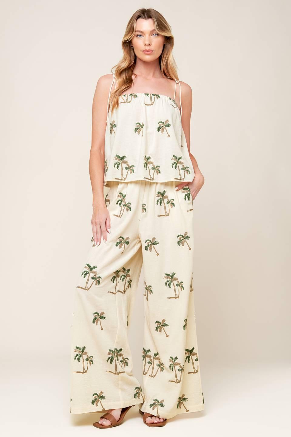 Terrific Timing Ivory Woven Top and Pant Set, view 3 — Soul Flow Apparel