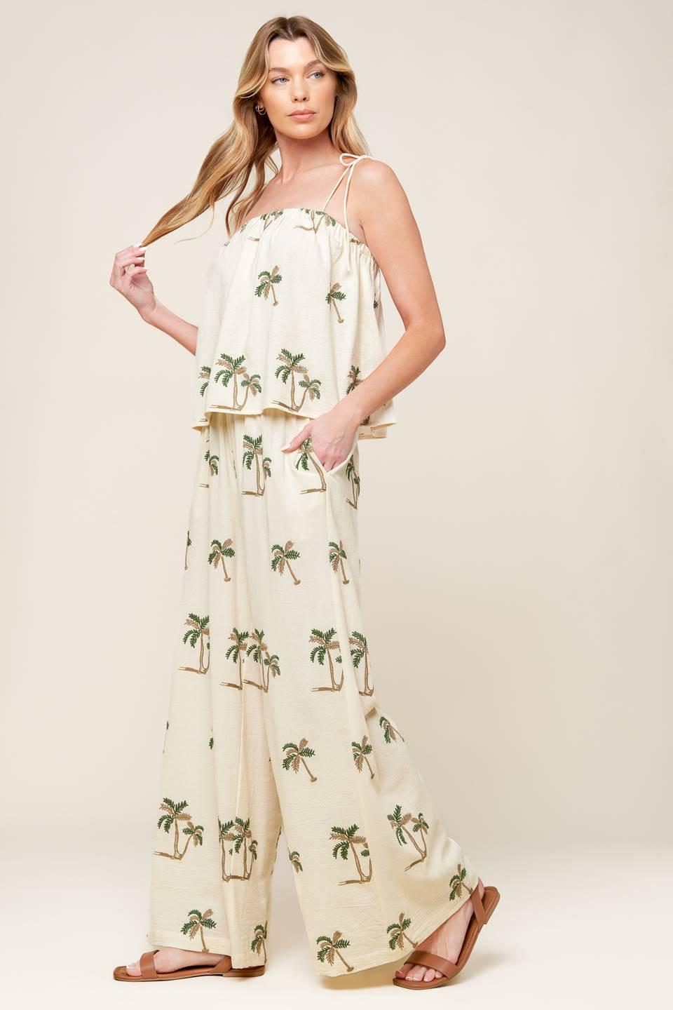 Terrific Timing Ivory Woven Top and Pant Set, view 4 — Soul Flow Apparel