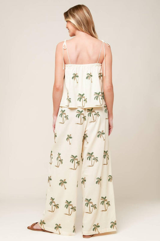 Terrific Timing Ivory Woven Top and Pant Set, view 5 — Soul Flow Apparel