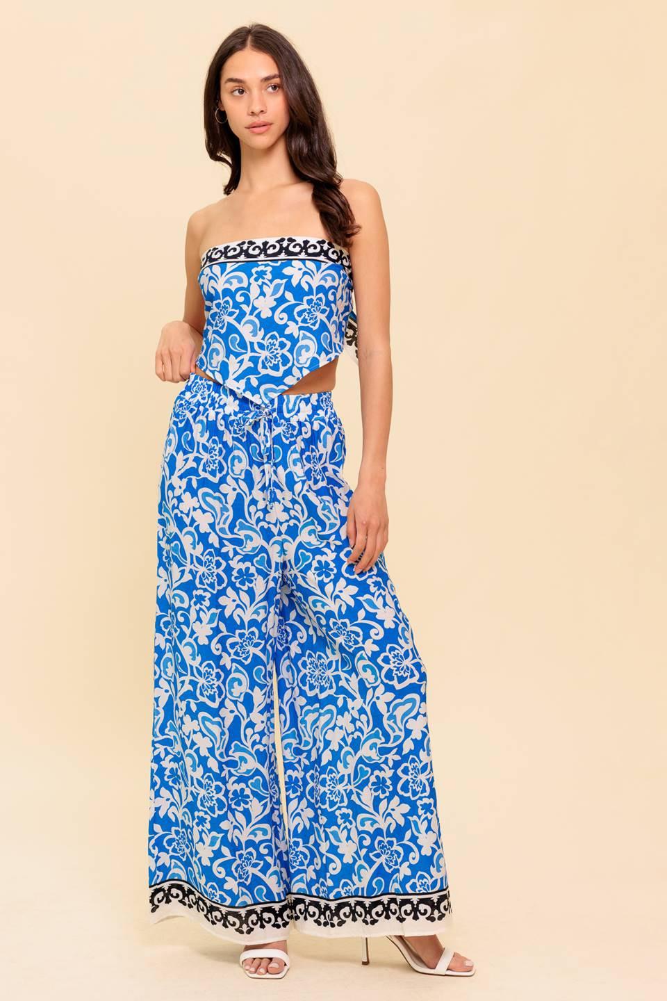 Sparking Inspiration Woven Top and Pant Set in blue, view 1 — Soul Flow Apparel