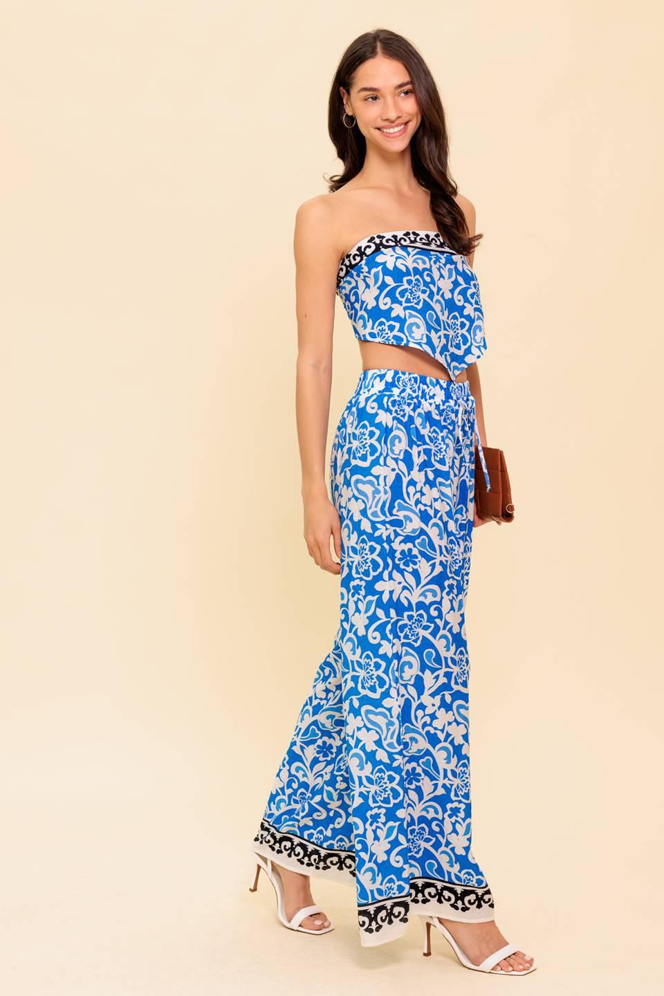 Sparking Inspiration Woven Top and Pant Set in blue, view 3 — Soul Flow Apparel