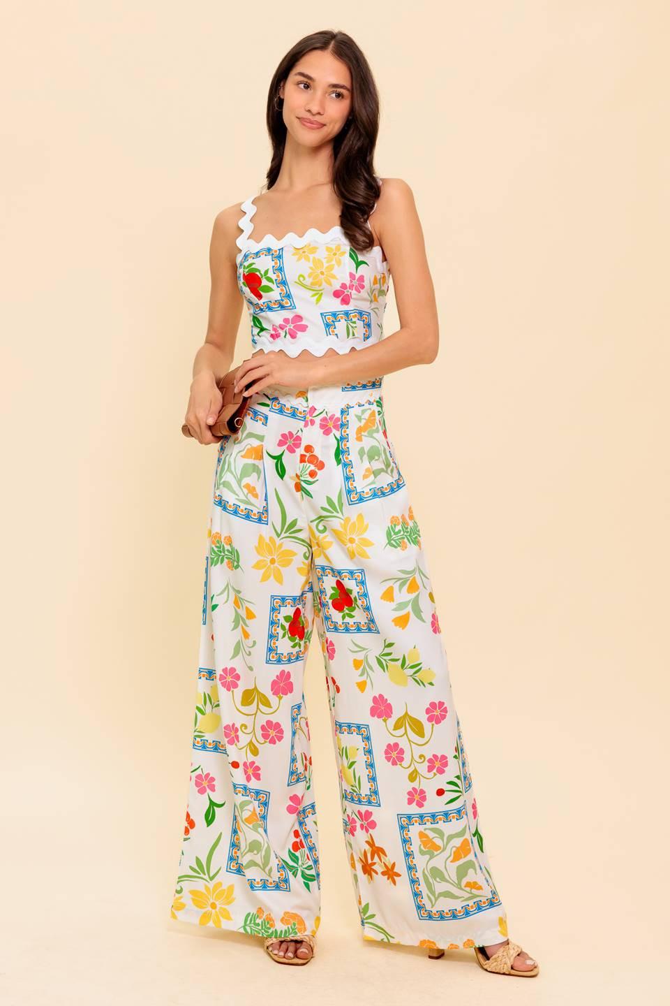 Marigold Ivory Woven Top and Pant Set, view 1 — Soul Flow Apparel