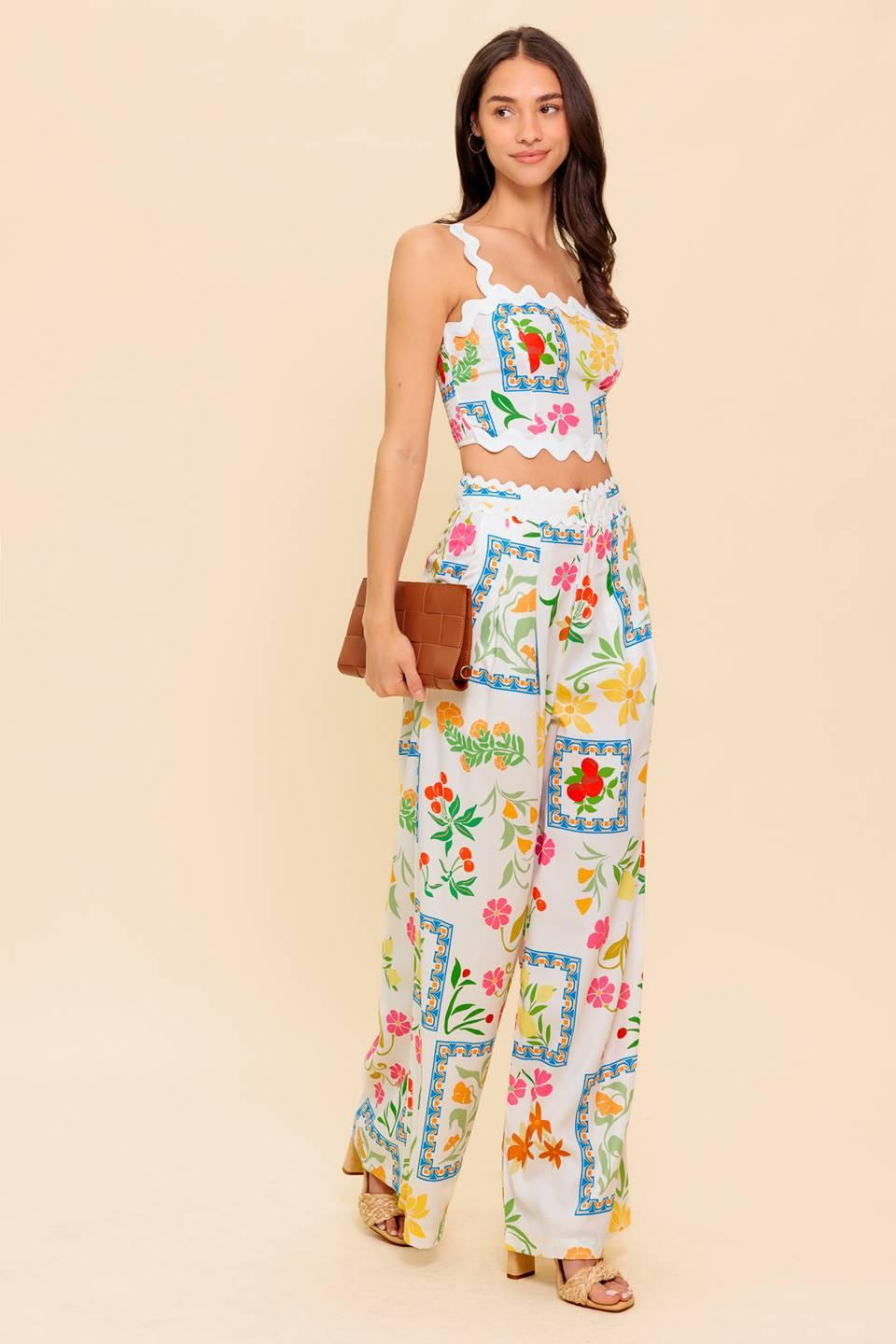 Marigold Ivory Woven Top and Pant Set, view 3 — Soul Flow Apparel