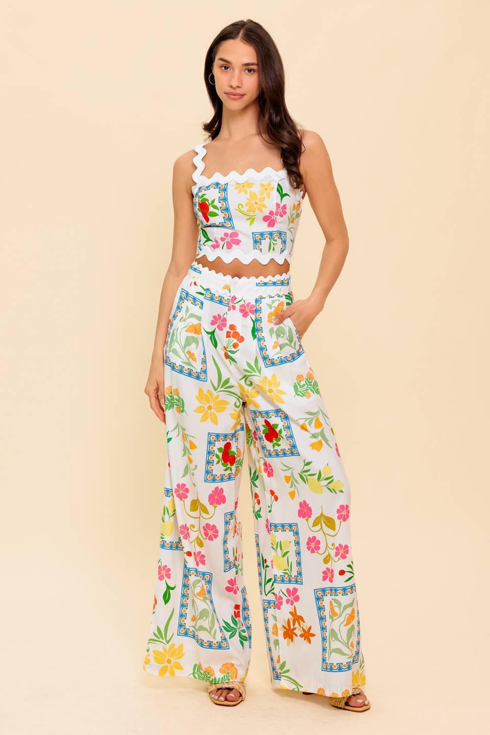 Marigold Ivory Woven Top and Pant Set, view 5 — Soul Flow Apparel