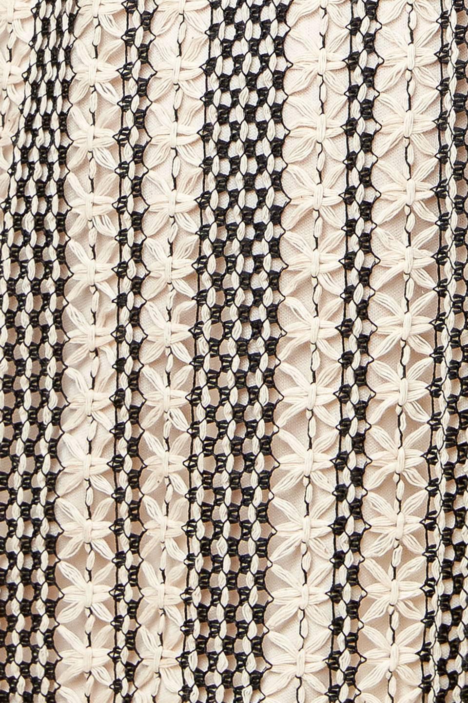 All in Due Time Crochet Lace Top and Shorts Set in cream black, fabric swatch — Soul Flow Apparel