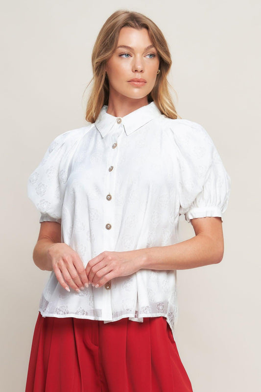 Vineyard Stroll Ivory Woven Top, view 1 — Soul Flow Apparel