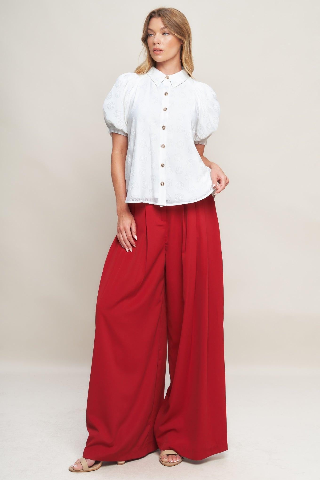 Vineyard Stroll Ivory Woven Top, view 2 — Soul Flow Apparel