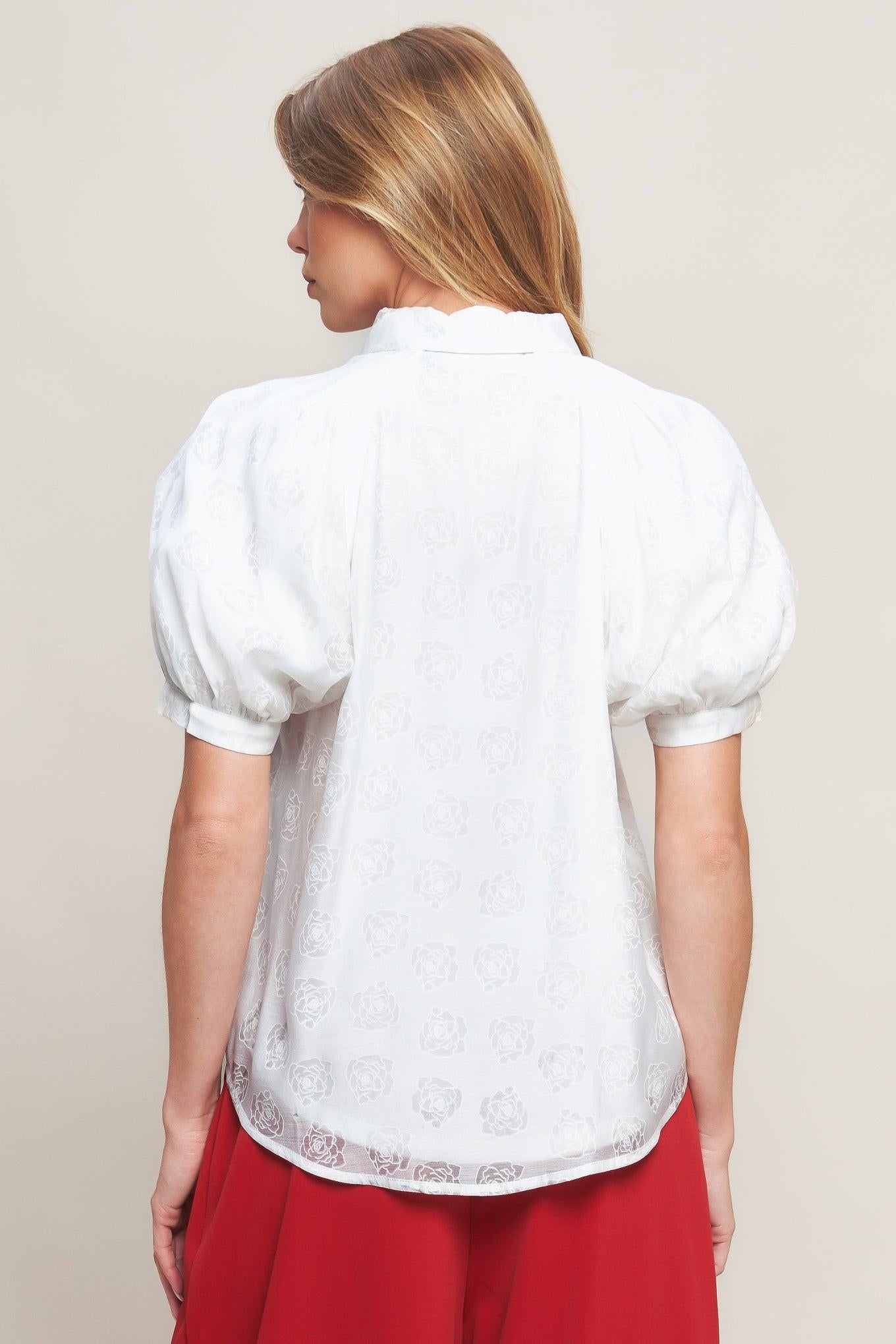 Vineyard Stroll Ivory Woven Top, view 5 — Soul Flow Apparel