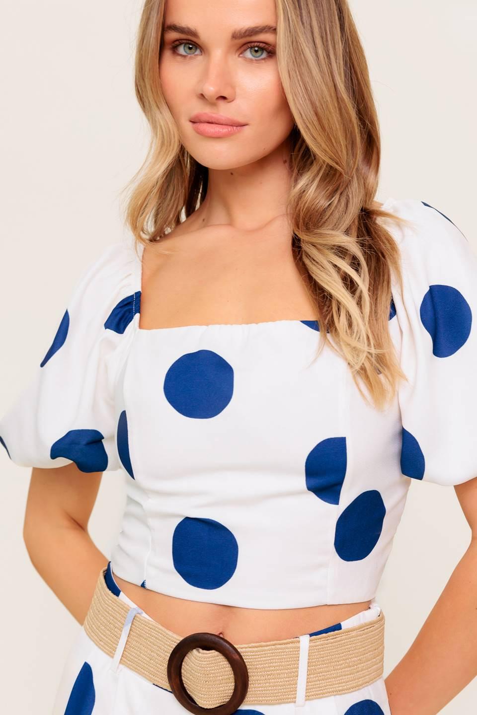 Coconut Kiss Navy Top and Pant Set in white, view 4 — Soul Flow Apparel