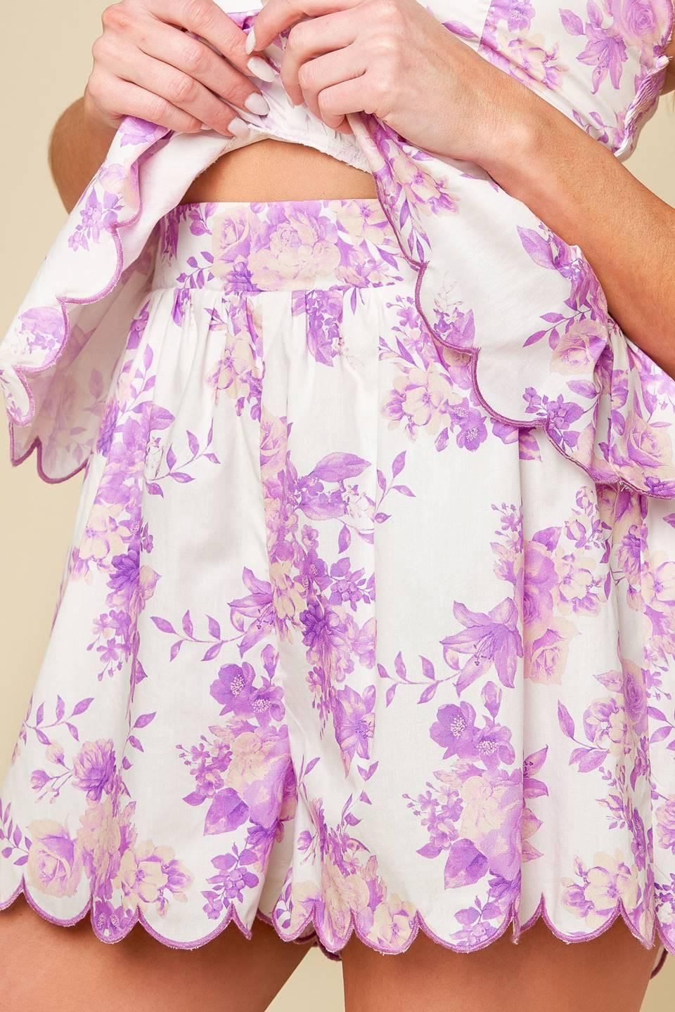 Daring Diva Lavender Woven Top and Shorts Set in ivory, view 5 — Soul Flow Apparel