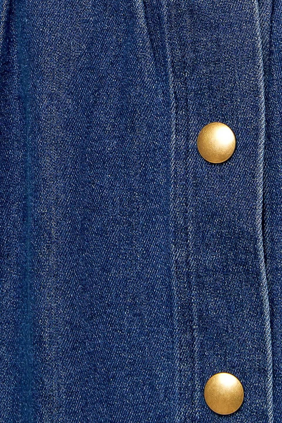 Simply the Vibe Denim Top and Skirt Set in medium indigo, fabric swatch — Soul Flow Apparel