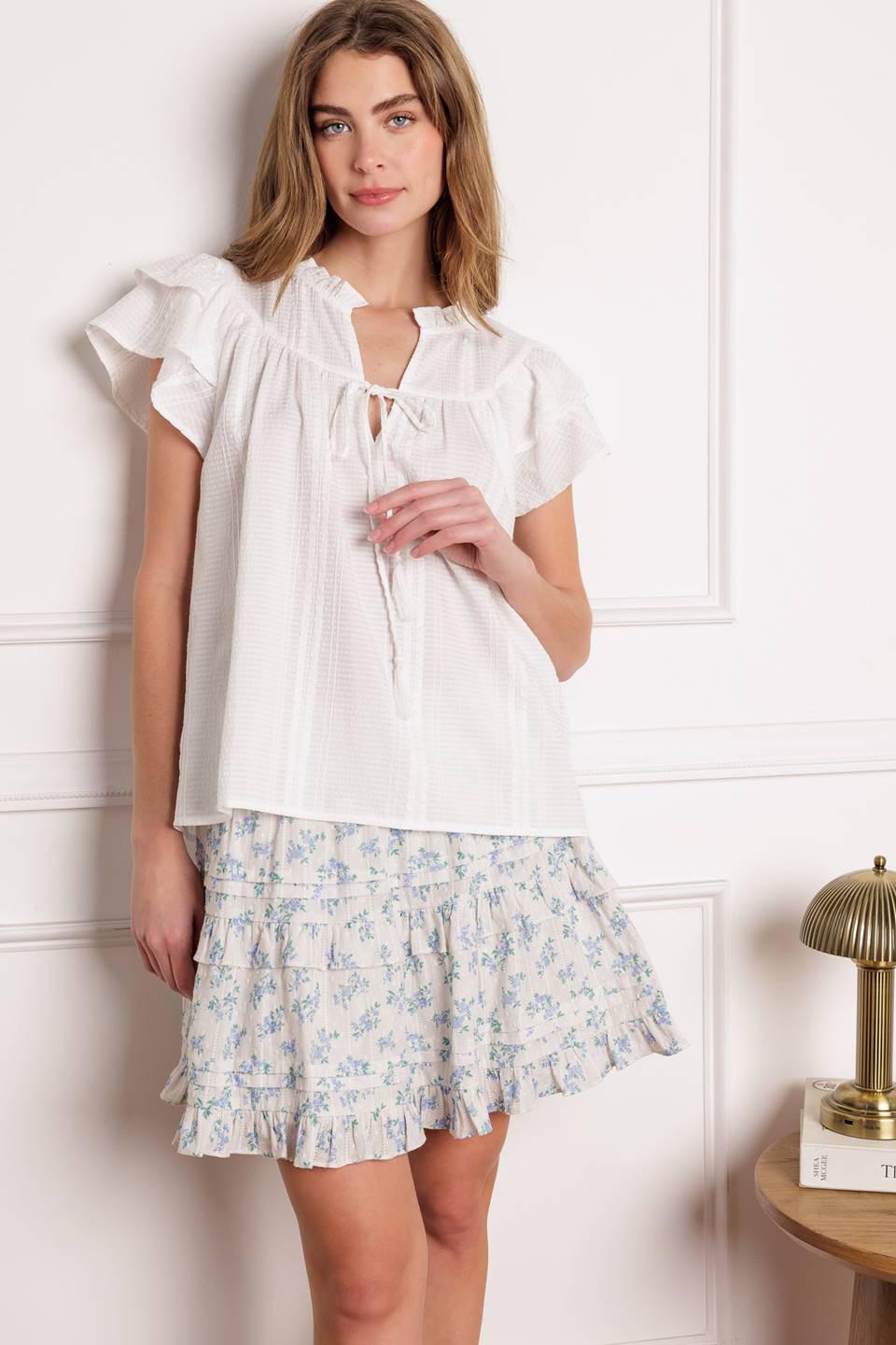 Closer Than Ever Woven Top in off-white, view 5 — Soul Flow Apparel