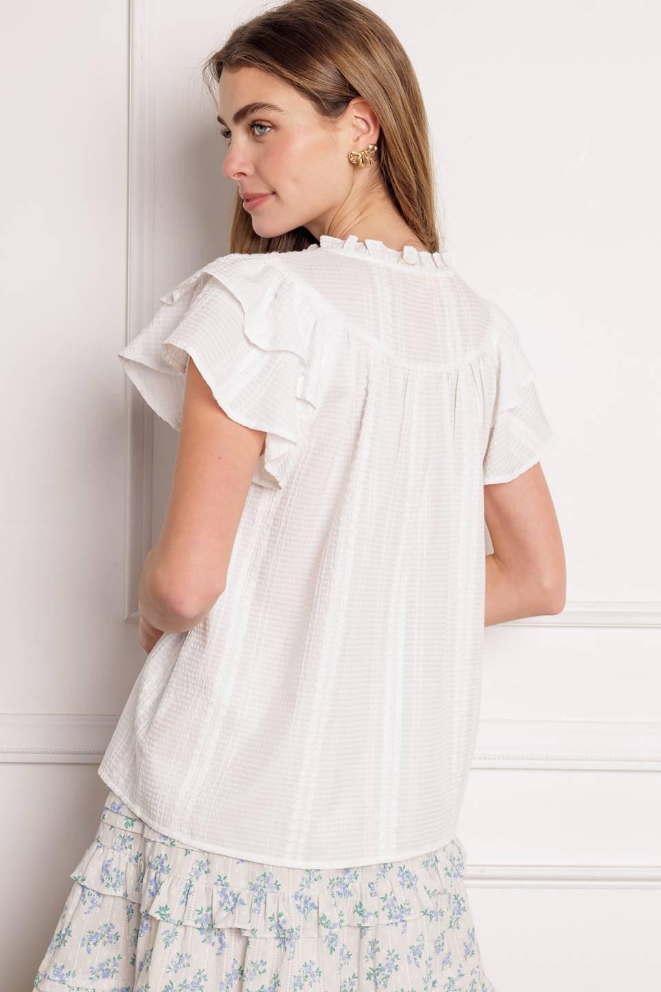 Closer Than Ever Woven Top in off-white, view 7 — Soul Flow Apparel