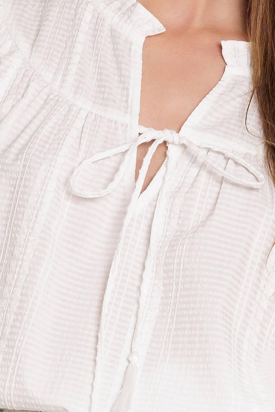 Closer Than Ever Woven Top in off-white, fabric swatch — Soul Flow Apparel