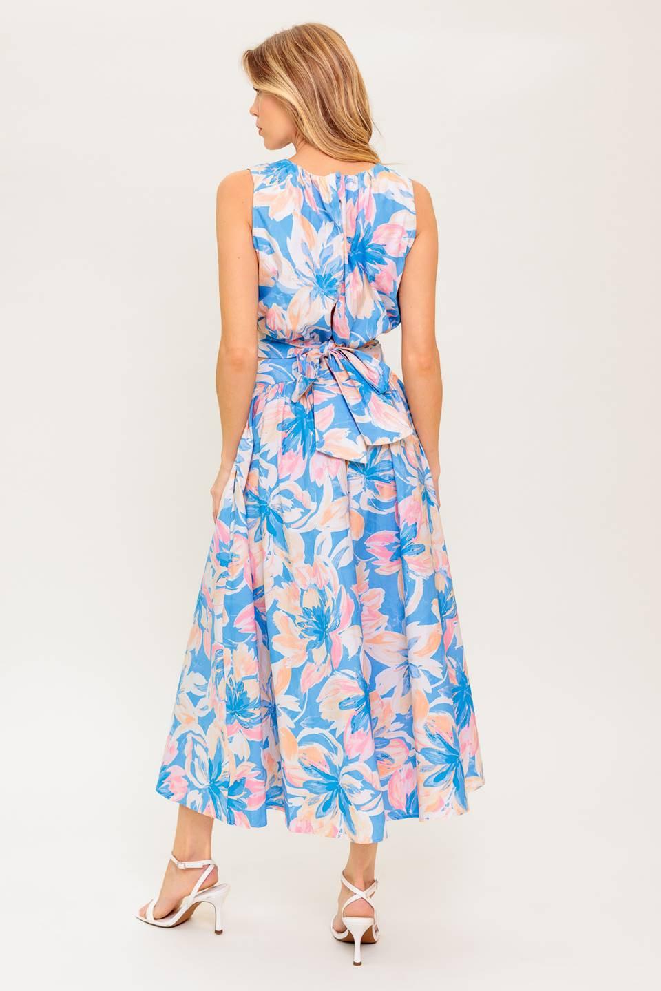 Golden Hour Harmony Woven Top and Skirt Set in powder blue, view 8 — Soul Flow Apparel