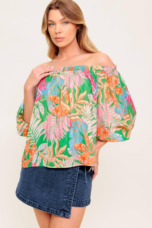 Loving Vow Green Woven Top, view 1 — Soul Flow Apparel