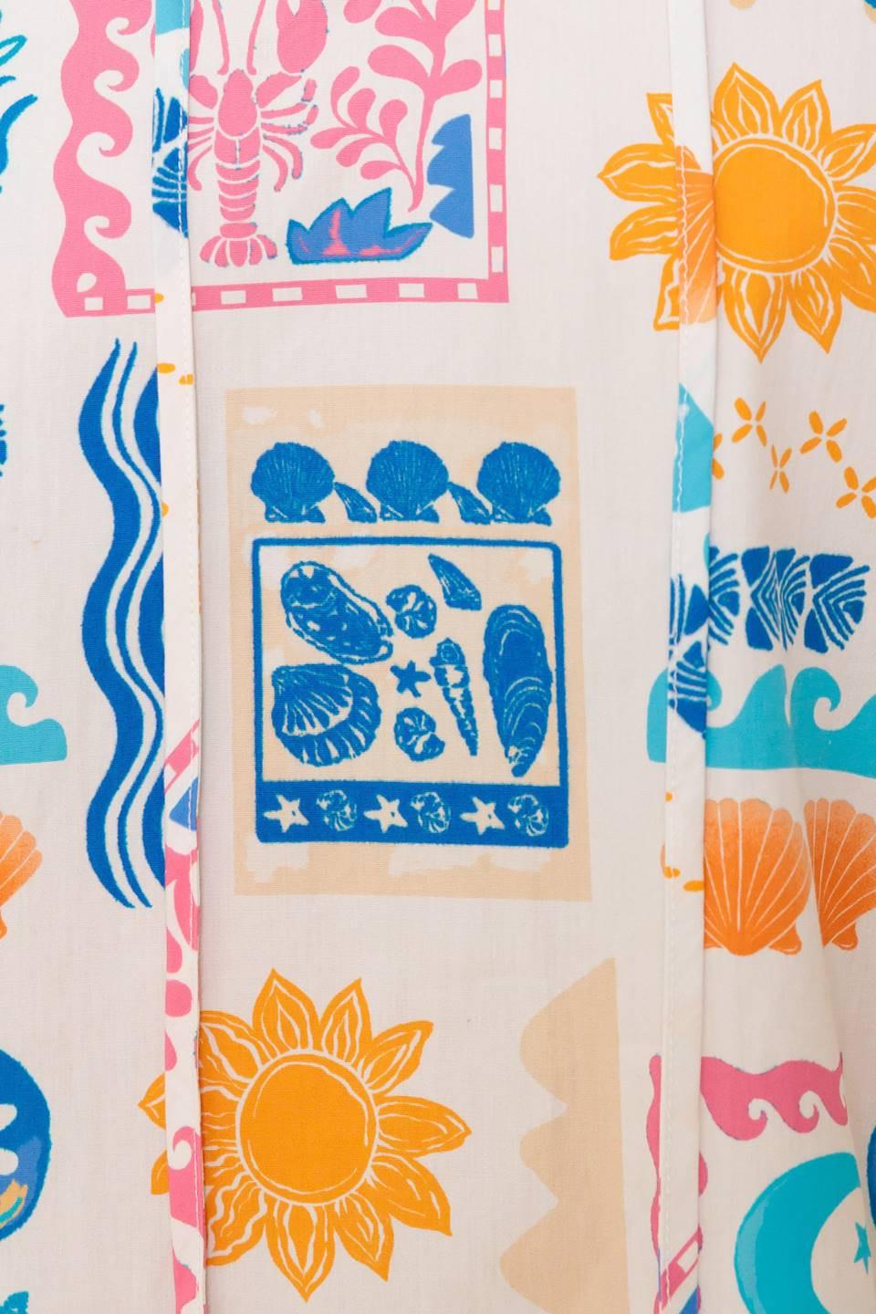Ventura Vision Woven Top in ivory blue, fabric swatch — Soul Flow Apparel