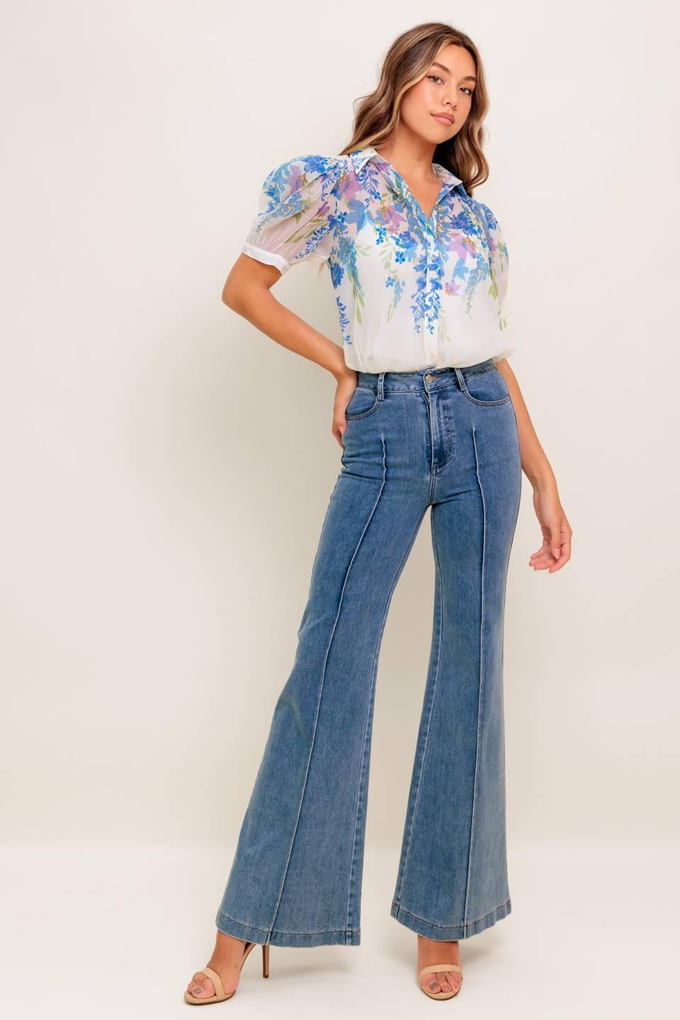 Sunset Sail Woven Top in ivory, view 4 — Soul Flow Apparel