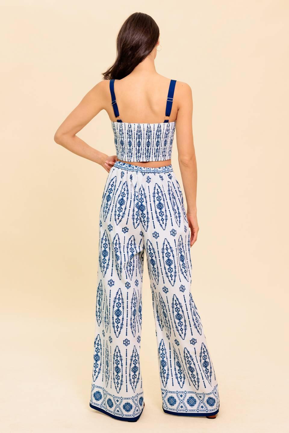 Modern Approach Navy Woven Top and Pant Set in ivory, view 6 — Soul Flow Apparel