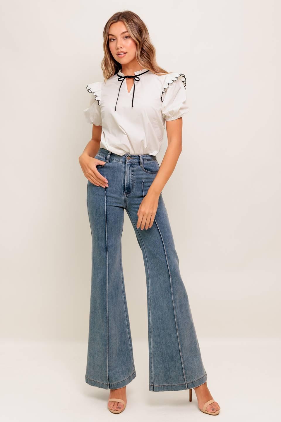 French Whisper Ivory Woven Top, view 5 — Soul Flow Apparel