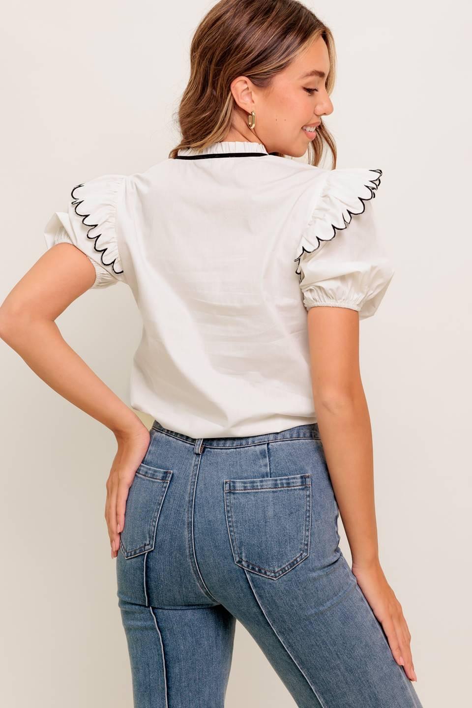 French Whisper Ivory Woven Top, view 7 — Soul Flow Apparel