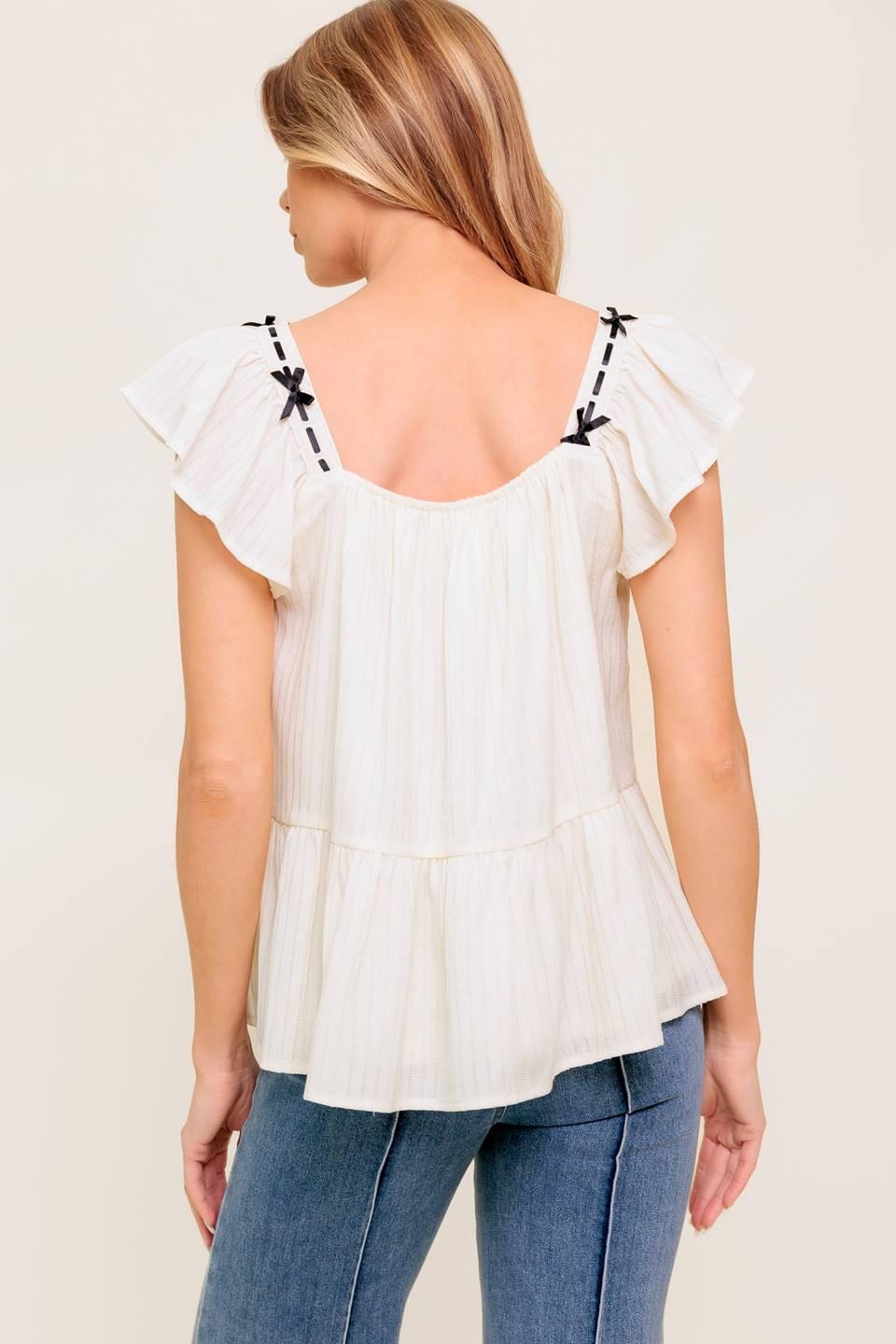Celestial Crush Cream Woven Top, view 7 — Soul Flow Apparel