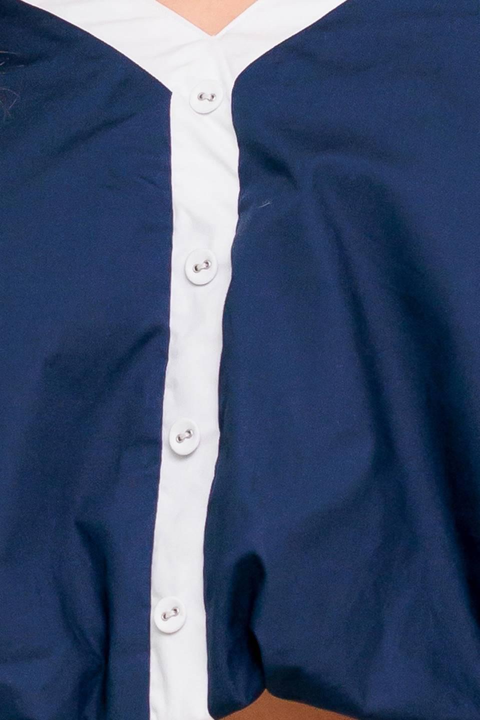 Scent of Spring Woven Top in navy white, fabric swatch — Soul Flow Apparel