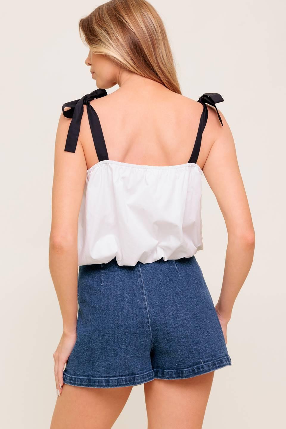 Scent of Spring Woven Top in off-white black, view 6 — Soul Flow Apparel