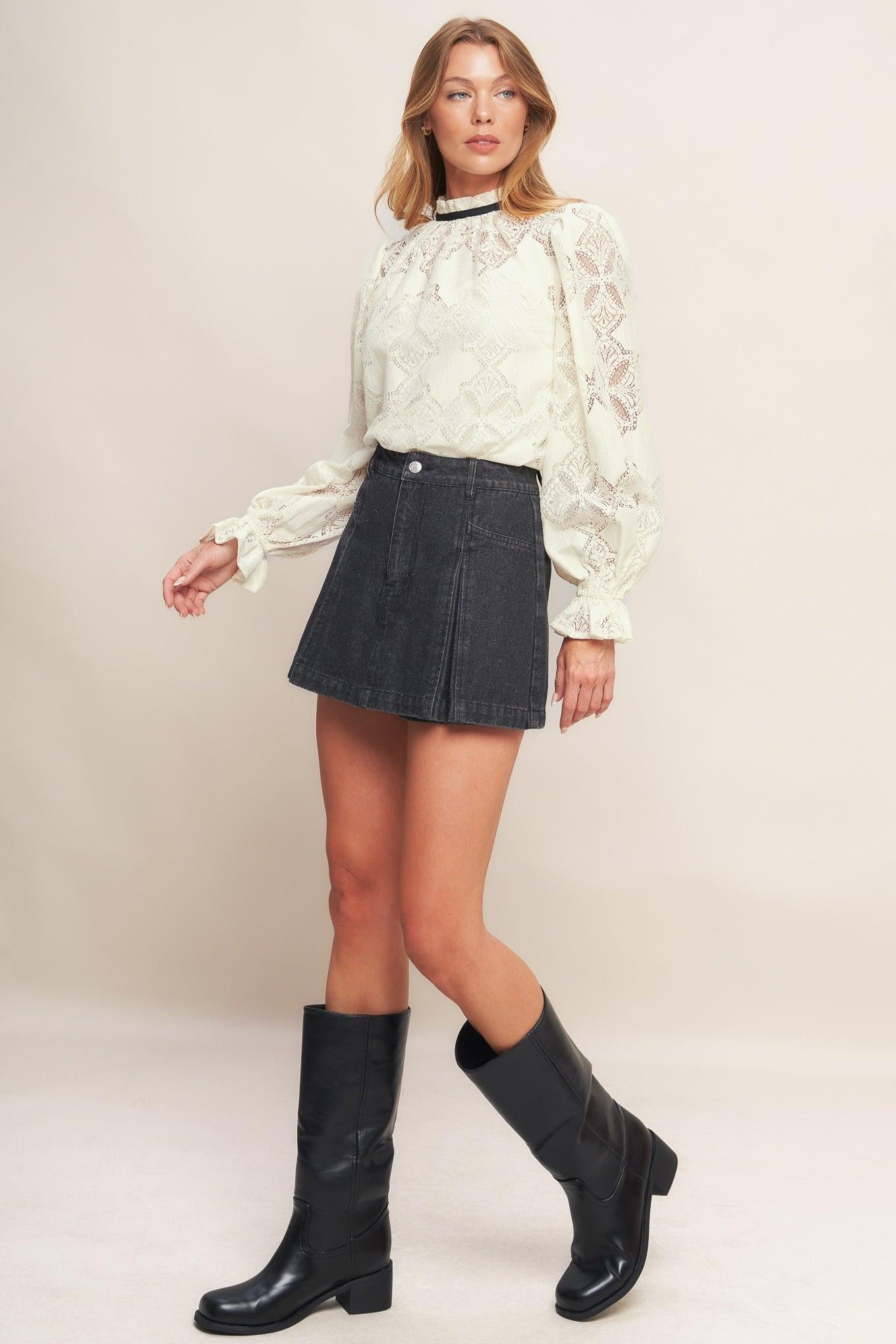 Precious Look Ivory Woven Lace Top, view 5 — Soul Flow Apparel