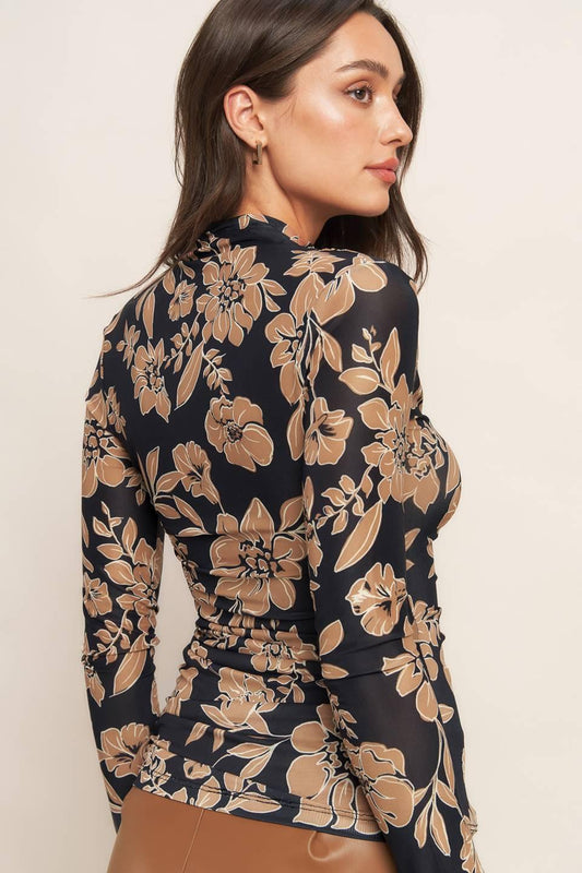City Night Out Power Mesh Top in black, view 3 — Soul Flow Apparel
