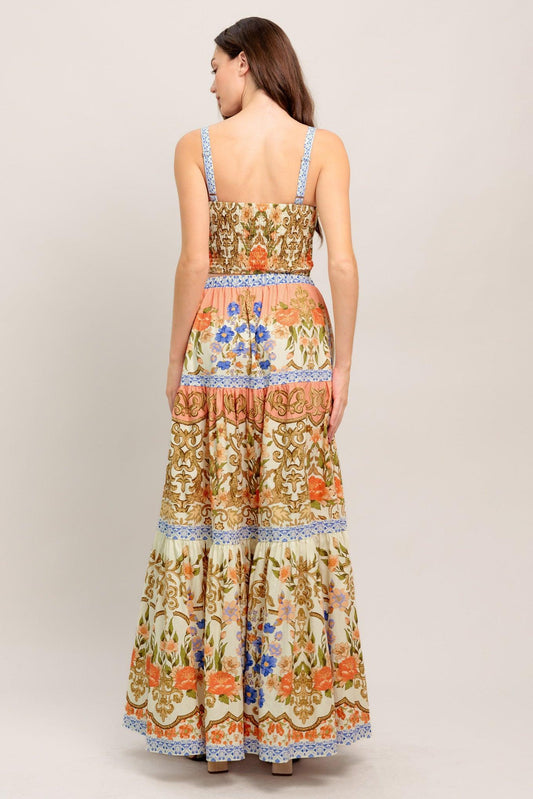 Sweet Meadow Memories Woven Top and Skirt Set in cream multi, view 7 — Soul Flow Apparel