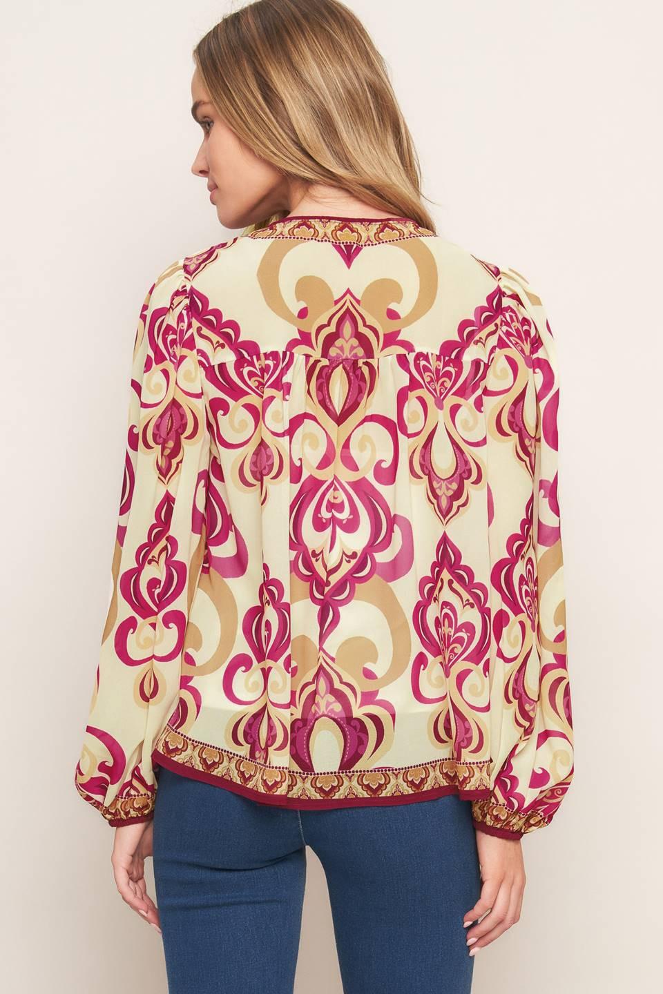 Fusion Groove Woven Top in ivory pink, view 6 — Soul Flow Apparel