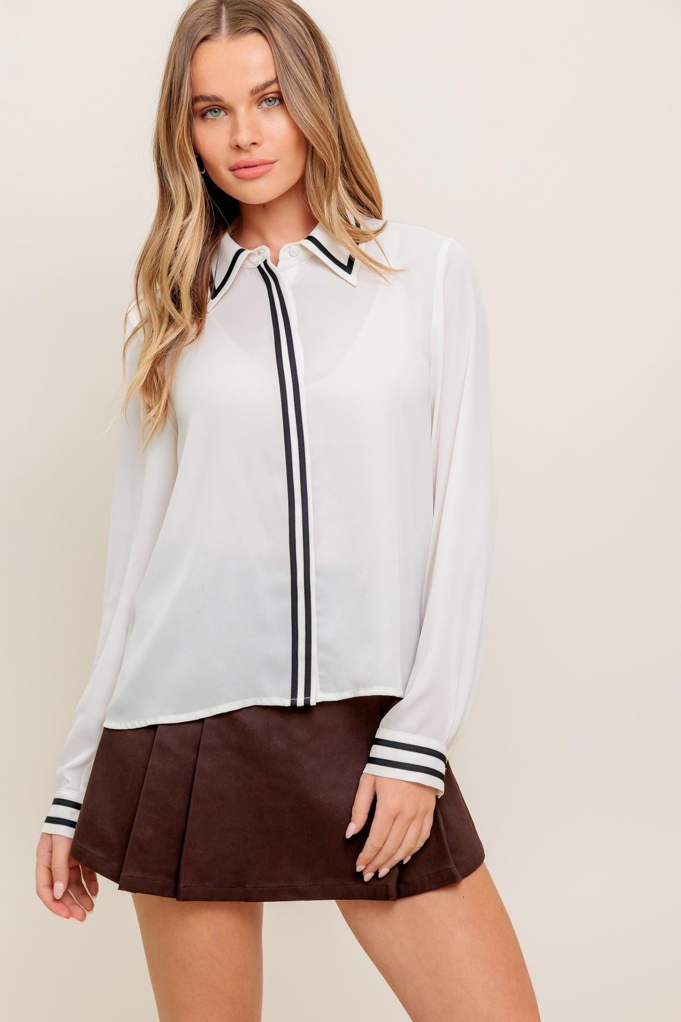 Wander Leaf Ivory Woven Top, view 1 — Soul Flow Apparel
