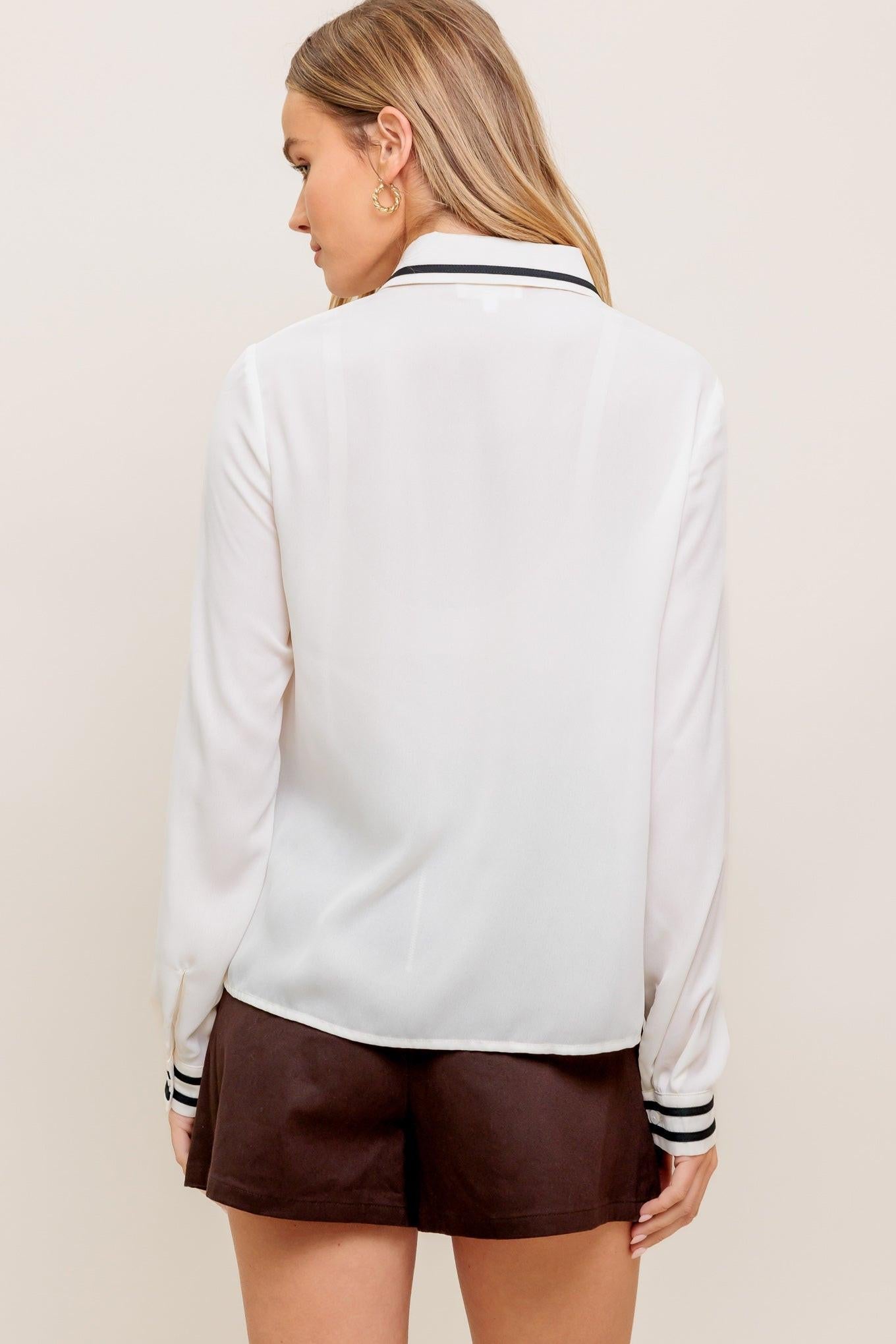 Wander Leaf Ivory Woven Top, view 3 — Soul Flow Apparel