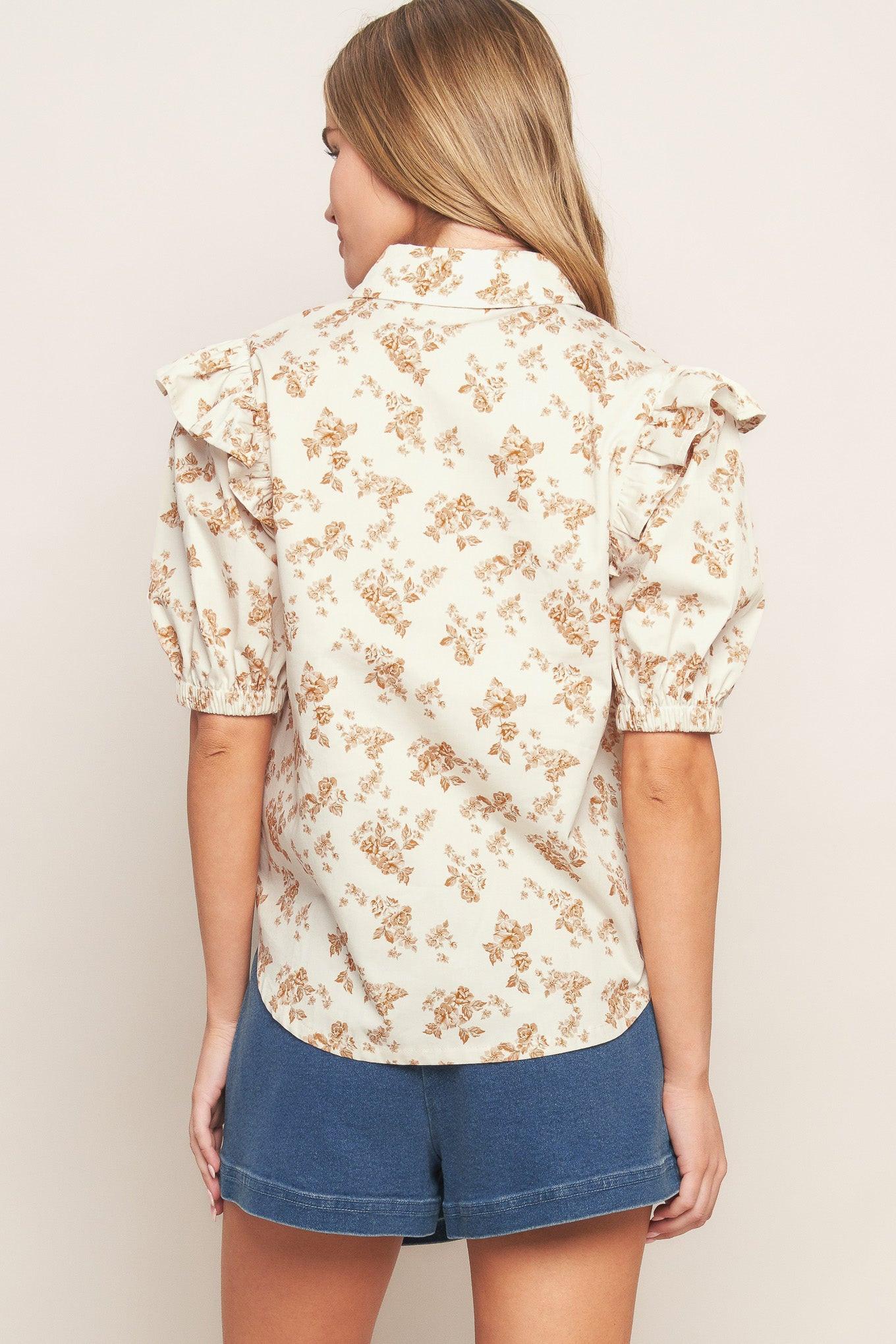 Sweet Terracotta Woven Top in ivory, view 4 — Soul Flow Apparel