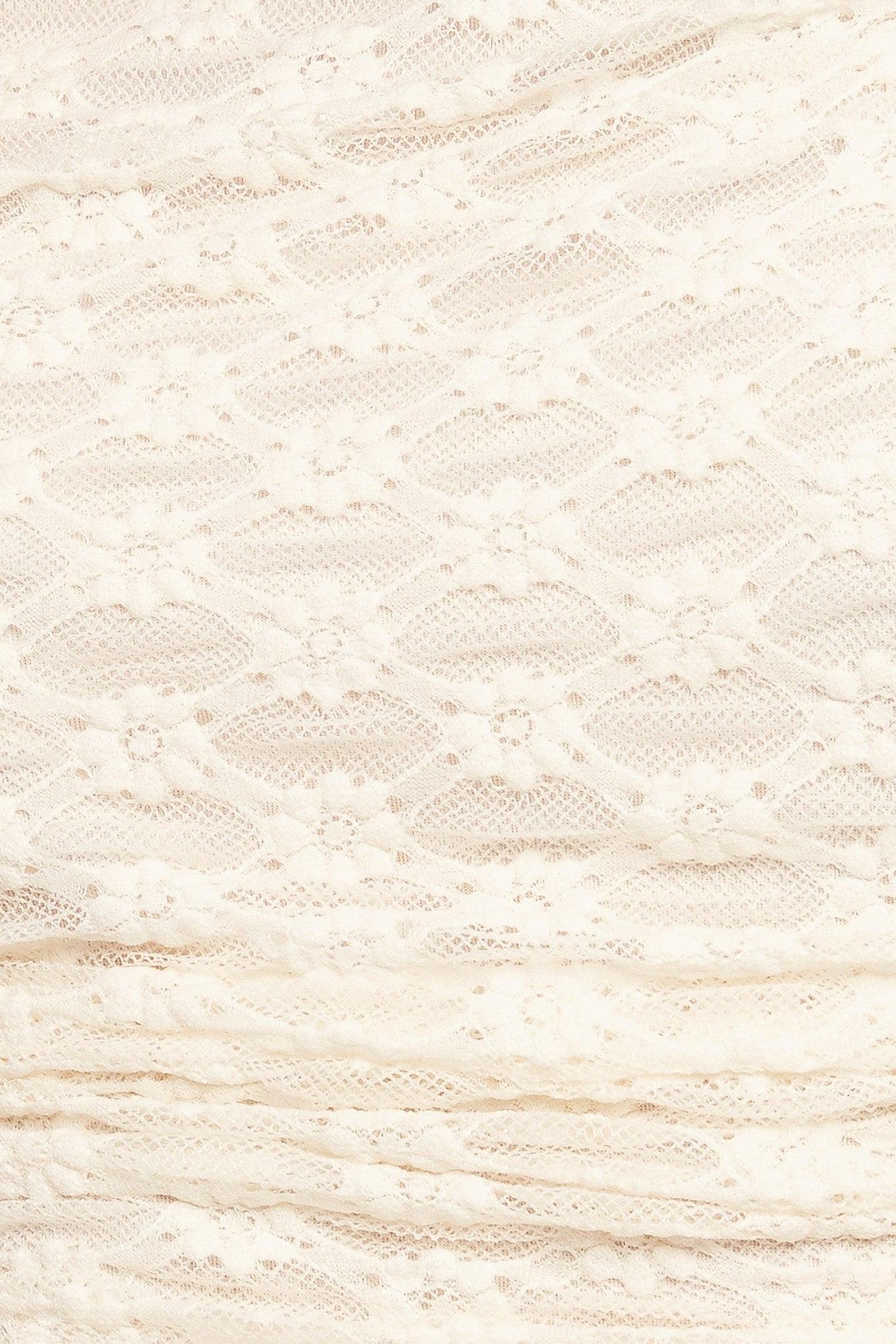 Modern Function Stretch Knit Lace Top in cream, fabric swatch — Soul Flow Apparel
