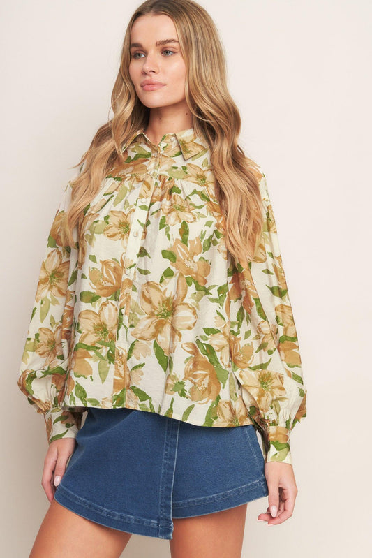 Wildflower Breeze Woven Top in cream, view 5 — Soul Flow Apparel