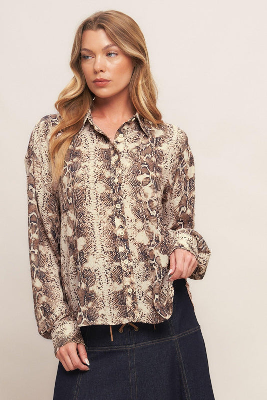 Urban Goddess Woven Top in taupe brown, view 1 — Soul Flow Apparel