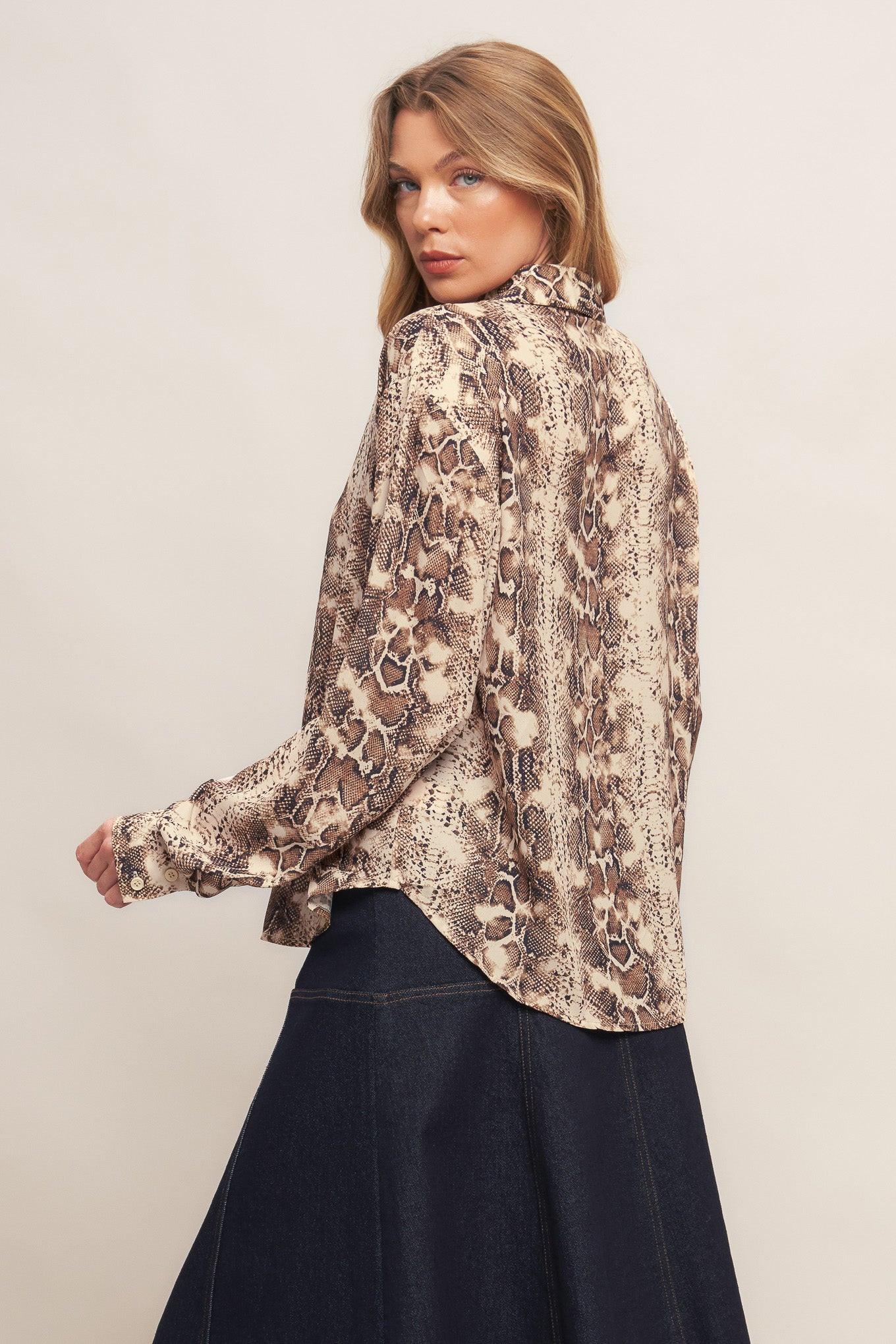 Urban Goddess Woven Top in taupe brown, view 6 — Soul Flow Apparel