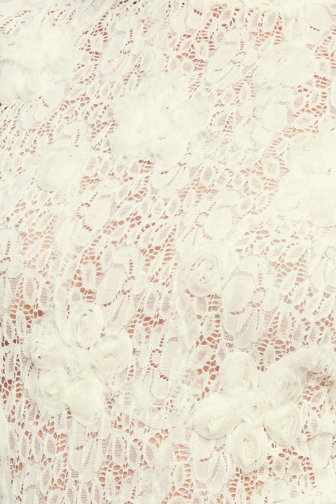 Romantic Sheer Floral Sweater Top in cream, fabric swatch — Soul Flow Apparel