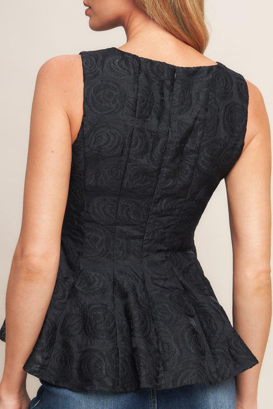 Urban Elegance Woven Top in black, view 7 — Soul Flow Apparel