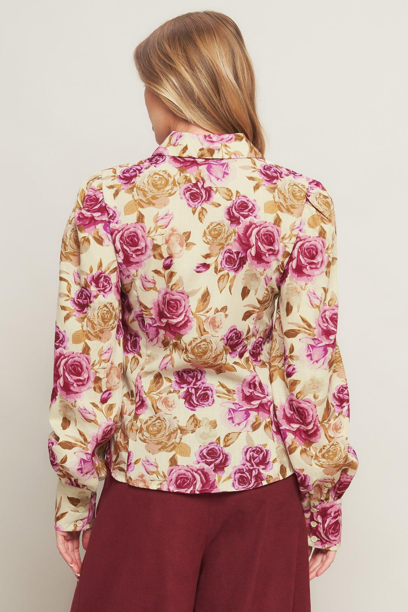 Parisian Rose Dream Woven Top in ivory, view 8 — Soul Flow Apparel
