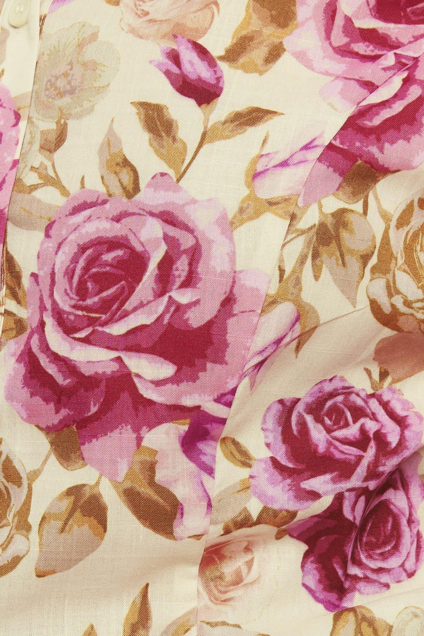 Parisian Rose Dream Woven Top in ivory, fabric swatch — Soul Flow Apparel