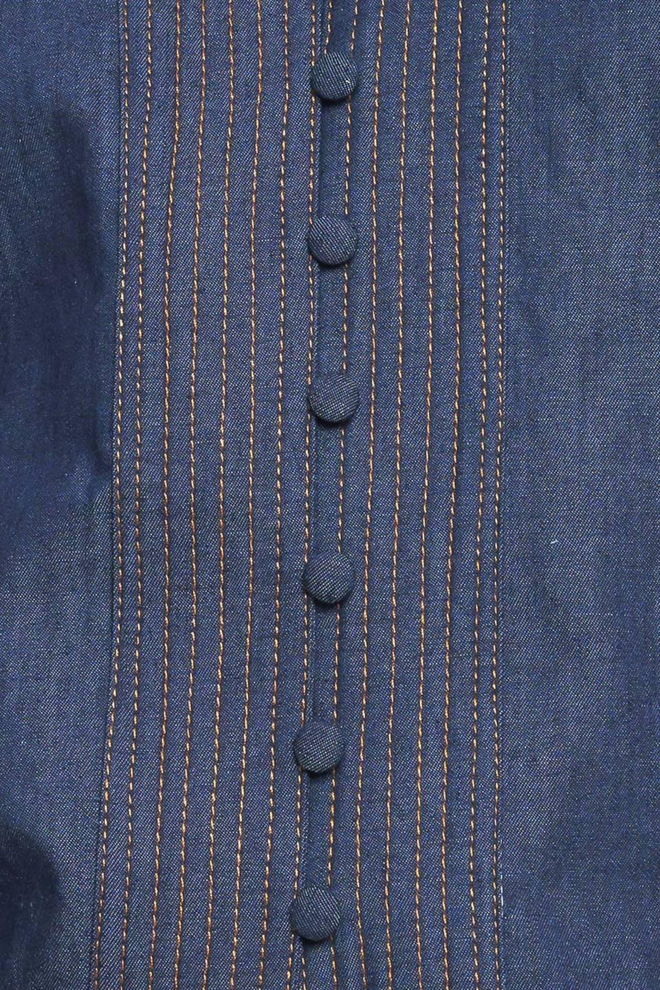 Stitch Story Lightweight Denim Top in dark indigo, fabric swatch — Soul Flow Apparel